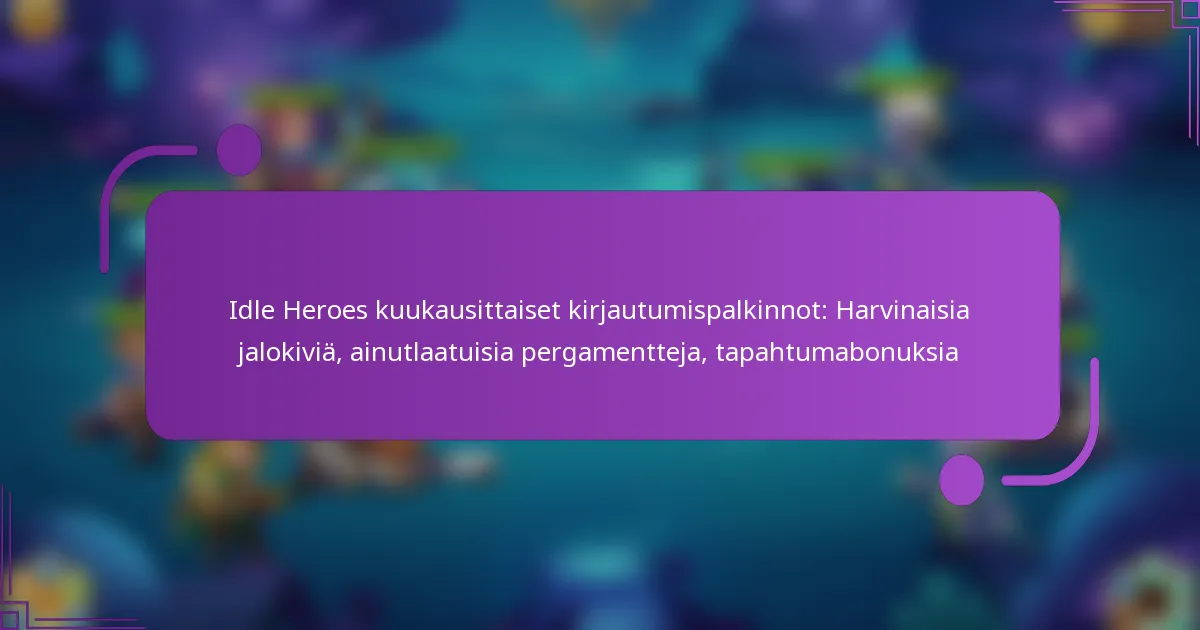 Idle Heroes kuukausittaiset kirjautumispalkinnot: Harvinaisia jalokiviä, ainutlaatuisia pergamentteja, tapahtumabonuksia