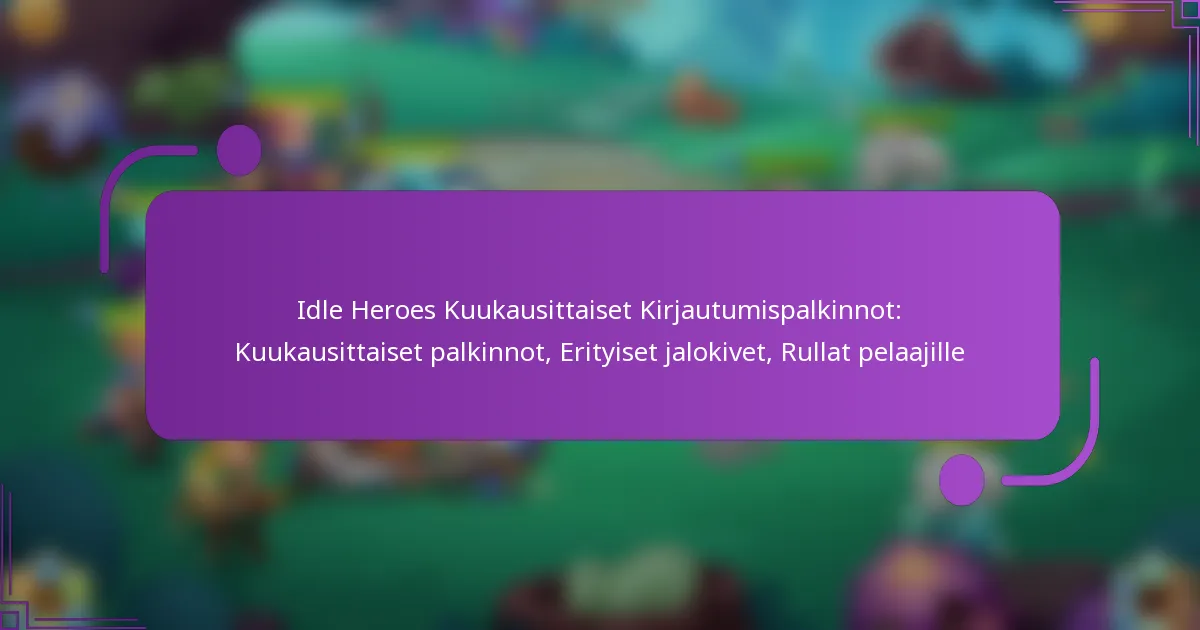 Idle Heroes Kuukausittaiset Kirjautumispalkinnot: Kuukausittaiset palkinnot, Erityiset jalokivet, Rullat pelaajille