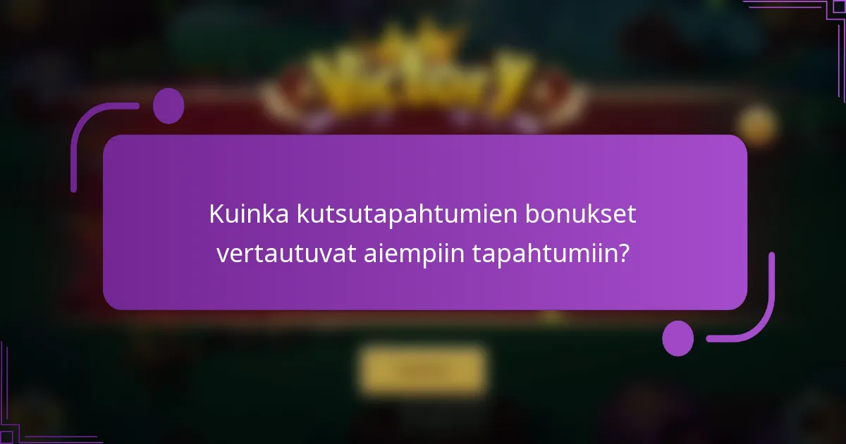 Kuinka kutsutapahtumien bonukset vertautuvat aiempiin tapahtumiin?