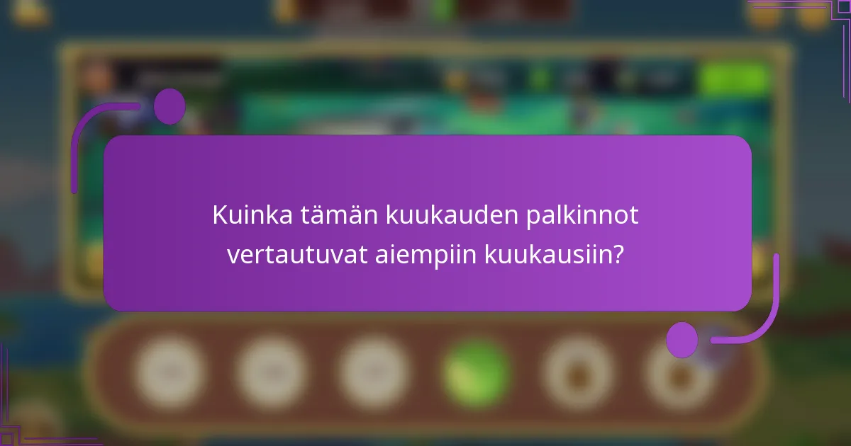 Kuinka tämän kuukauden palkinnot vertautuvat aiempiin kuukausiin?