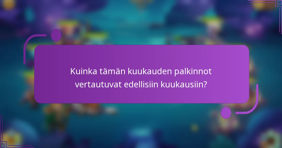 Kuinka tämän kuukauden palkinnot vertautuvat edellisiin kuukausiin?
